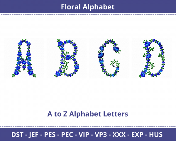 Floral Alphabet Machine Embroidery Designs