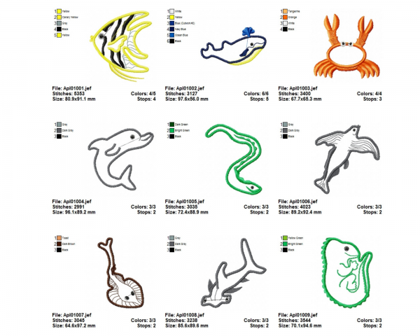 Sea Animal Machine Embroidery Designs-26 Types-instant download
