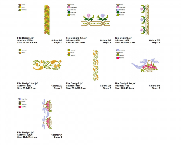 Border Machine Embroidery Designs-2 Sizes-8 Types-instant download