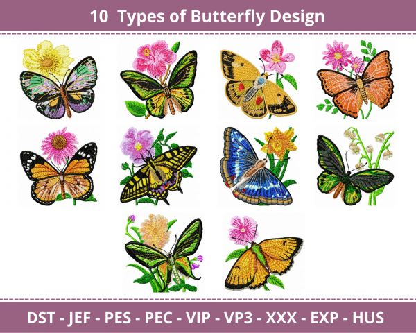 Butterfly Machine Embroidery Designs-10 Types-instant download