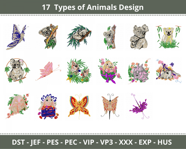 Animals Machine Embroidery Designs-17 Types-instant download