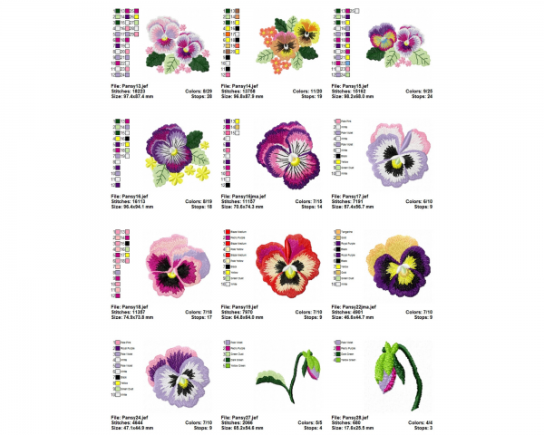 Flower Machine Embroidery Designs-1 Size-24 Types-instant download