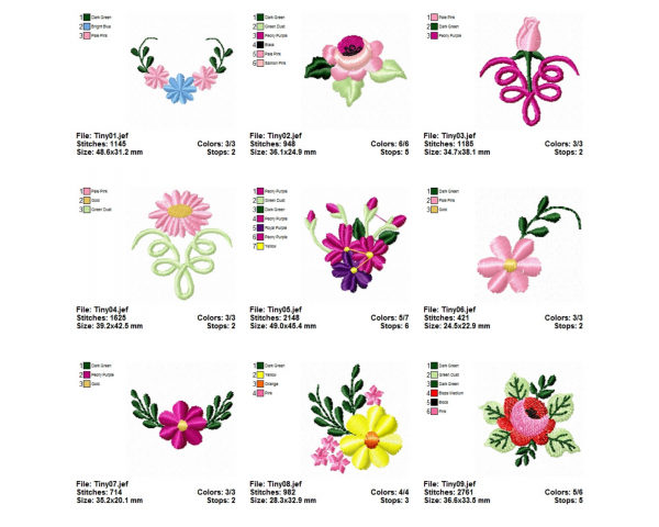 Tiny Flower Machine Embroidery Designs