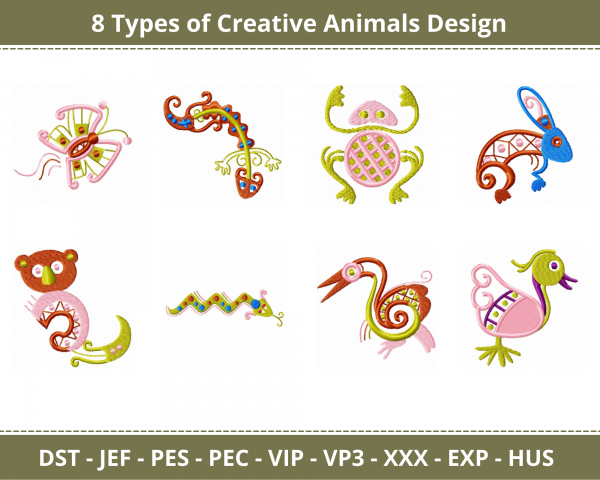 Creative Animal Machine Embroidery Designs
