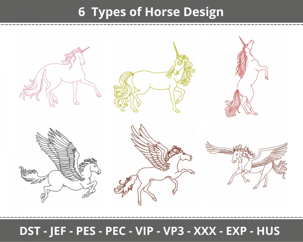 Horse Machine Embroidery Designs-1 Size-6 Types-instant download
