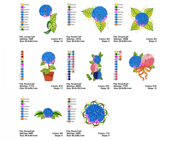 Flowers Machine Embroidery Designs-1 Size-8 Types-instant download