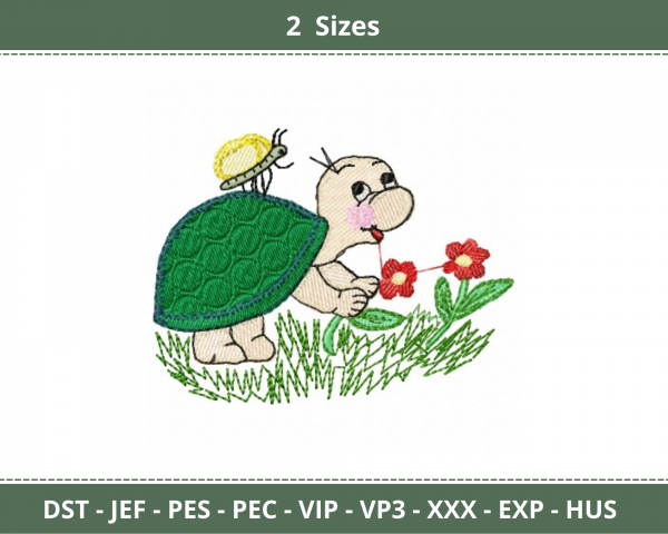 Turtle Machine Embroidery Designs-2 Sizes-instant download