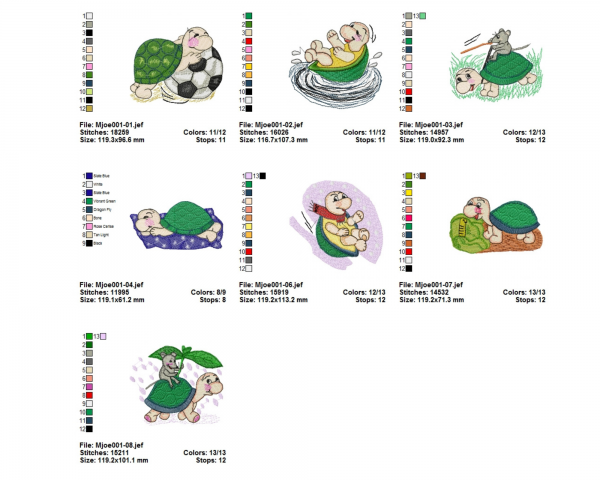 Turtle Machine Embroidery Designs-3 Sizes-7 Types-instant download