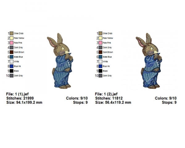 Rabbit Machine Embroidery Designs-2 Sizes-instant download