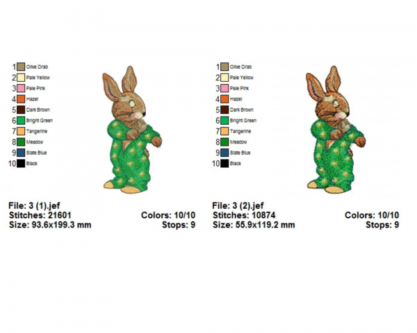 Rabbit Machine Embroidery Designs-2 Sizes-instant download