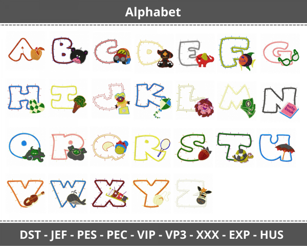 Kids Alphabet Machine Embroidery Designs