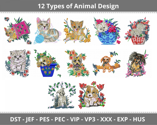Animals Machine Embroidery Designs-1 Size-12 Types-instant download