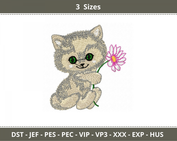 Cute Cat Machine Embroidery Designs-3 Sizes-instant download
