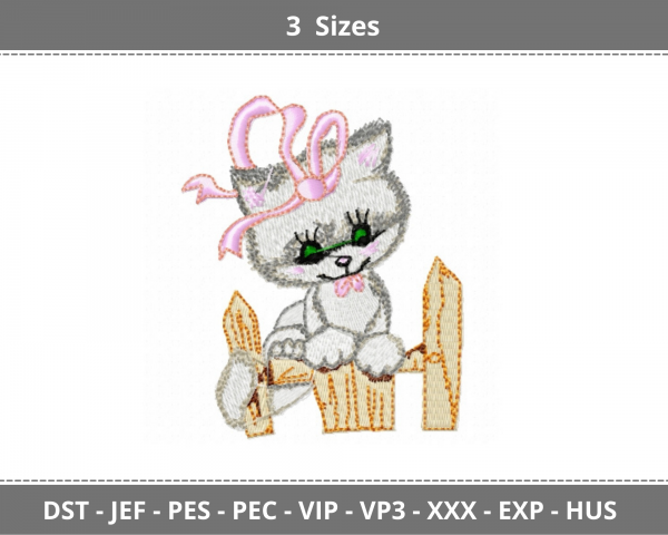 Cute Cat Machine Embroidery Designs-3 Sizes-instant download