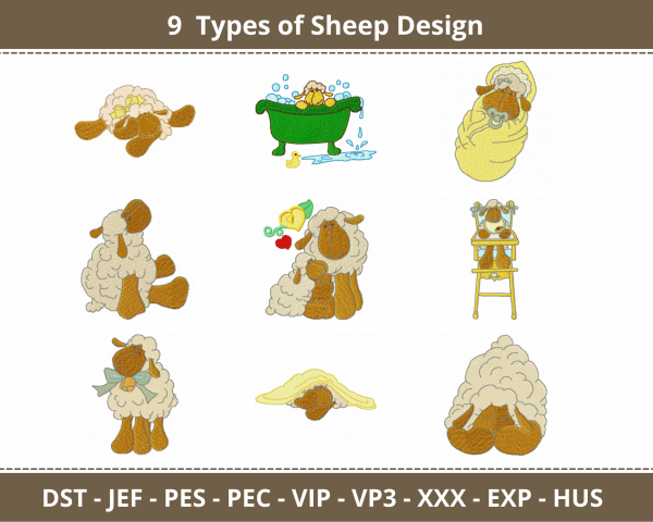 Sheep Machine Embroidery Designs-1 Size-9 Types-instant download