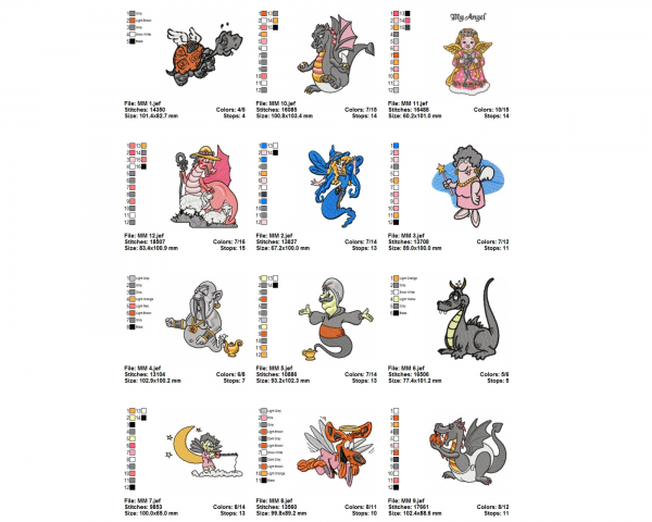Arabian Nights Cartoon Machine Embroidery Designs-1 Size-12 Types-instant download