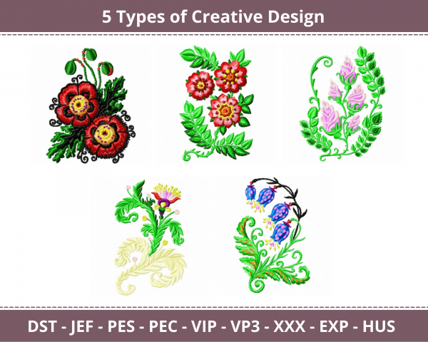 Creative Machine Embroidery Designs-1 Size-5 Types-instant download