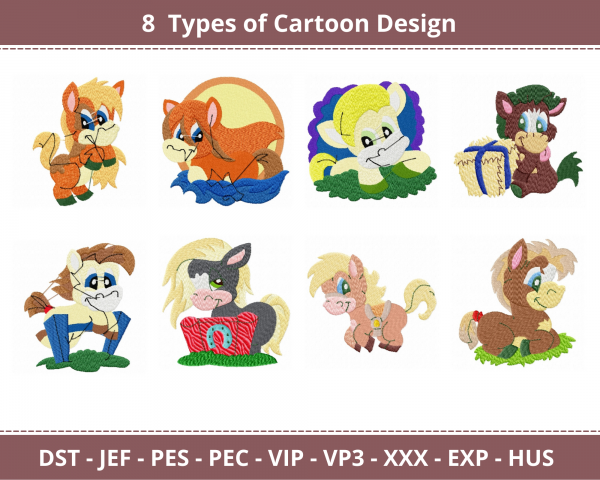 Cartoon Machine Embroidery Designs-1 Size-8 Types-instant download