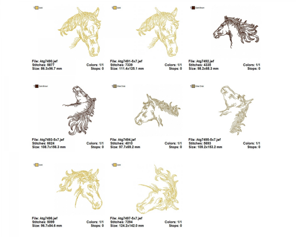 Horse Machine Embroidery Designs-2 Sizes-10 Types-instant download