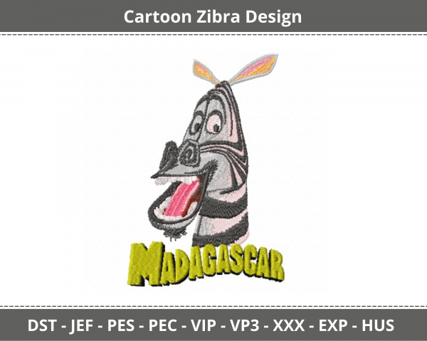 Cartoon Zebra Machine Embroidery Designs