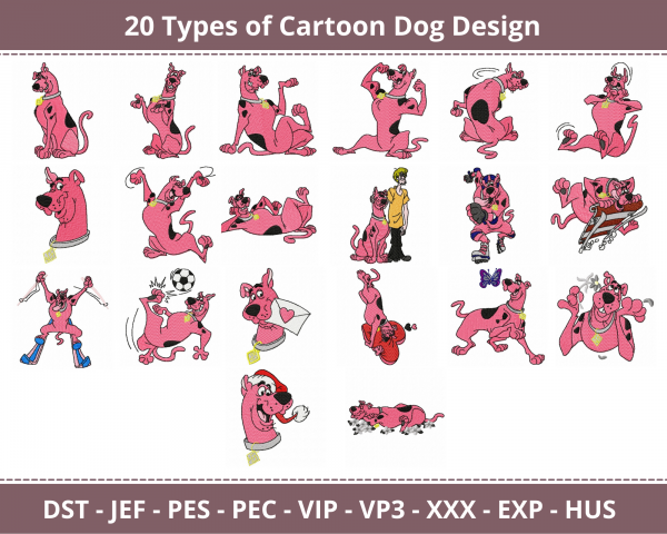 Scooby Doo Machine Embroidery Designs-1 Size-20 Types-instant download