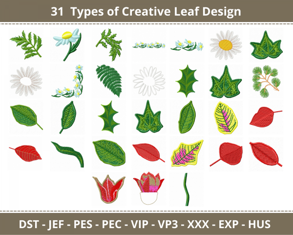 Creative Leaf Machine Embroidery Designs-1 Size-31 Types-instant download