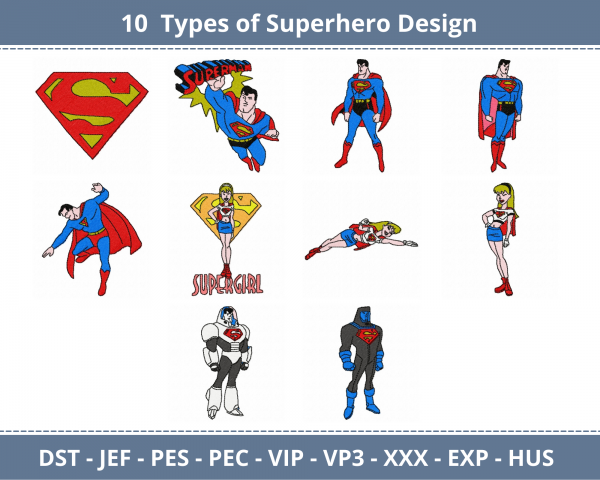 Superman Machine Embroidery Designs-1 Size-10 Types-instant download