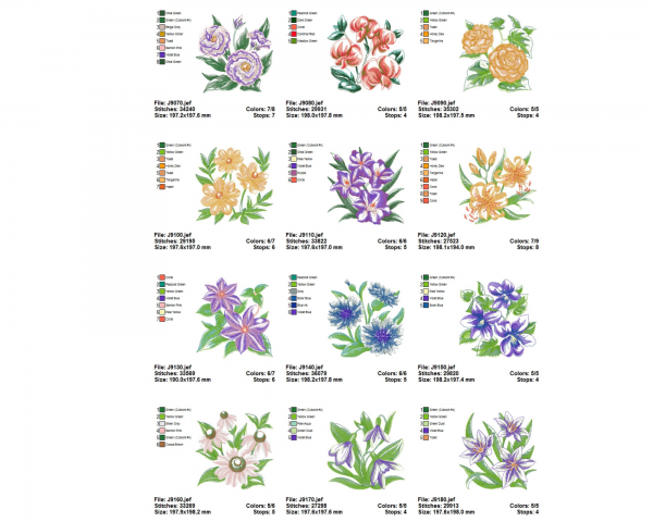 Creative Flower Machine Embroidery Designs-1 Size-24 Types-instant download