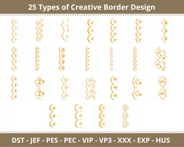 Creative Border Machine Embroidery Designs-1 Size-25 Types-instant download
