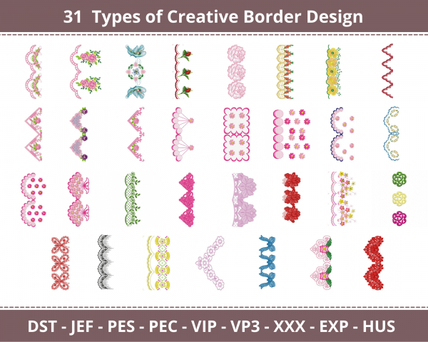 Creative Border Machine Embroidery Designs-1 Size-31 Types-instant download