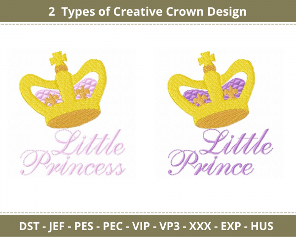 Creative Crown Machine Embroidery Designs-1 Size-2 Types-instant download