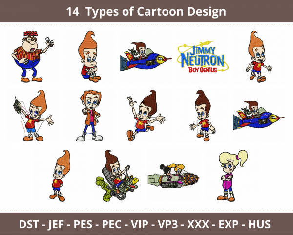 Cartoon Machine Embroidery Designs-1 Size-14 Types-instant download
