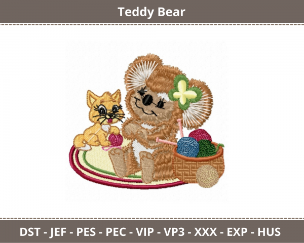 Teddy Bear Machine Embroidery Designs-1 Size-instant download
