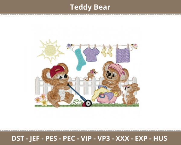 Teddy Playing With Toys Machine Embroidery Designs-1 Size-instant download
