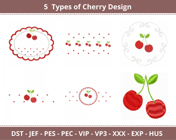 Cherry Machine Embroidery Designs-1 Size-5 Types-instant download