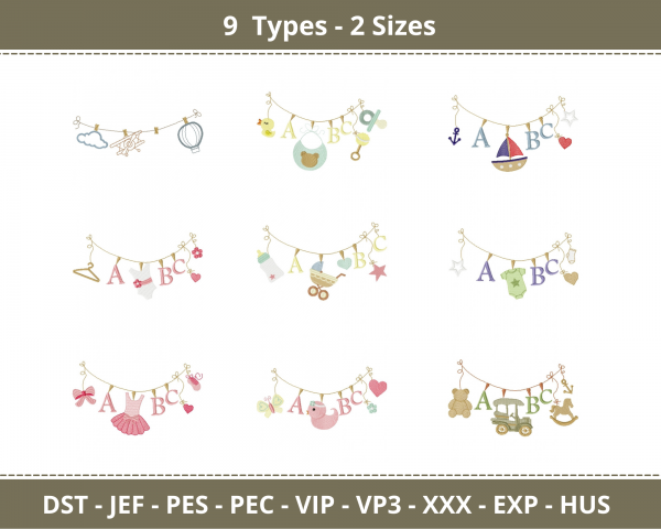 Kids Machine Embroidery Designs-2 Sizes-9 Types-instant download