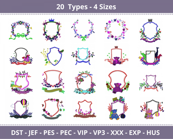 Floral Frame Machine Embroidery Designs-4 Sizes-20 Types-instant download