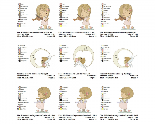 Baby Girl Machine Embroidery Designs-3 Sizes-7 Types-instant download