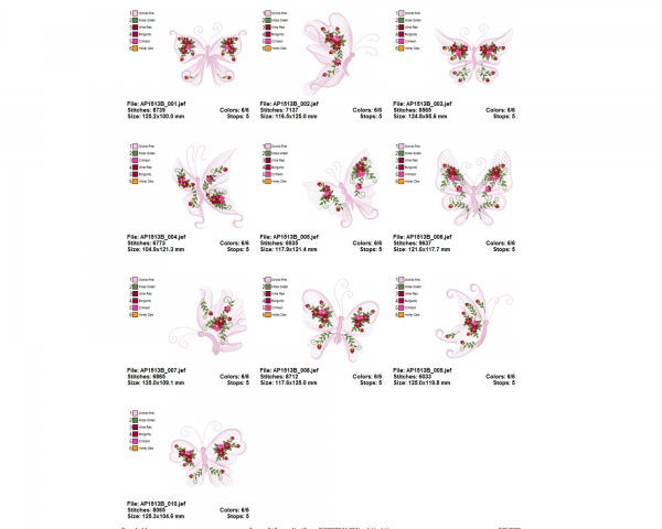 Butterfly Machine Embroidery Designs-1 Size-10 Types-instant download