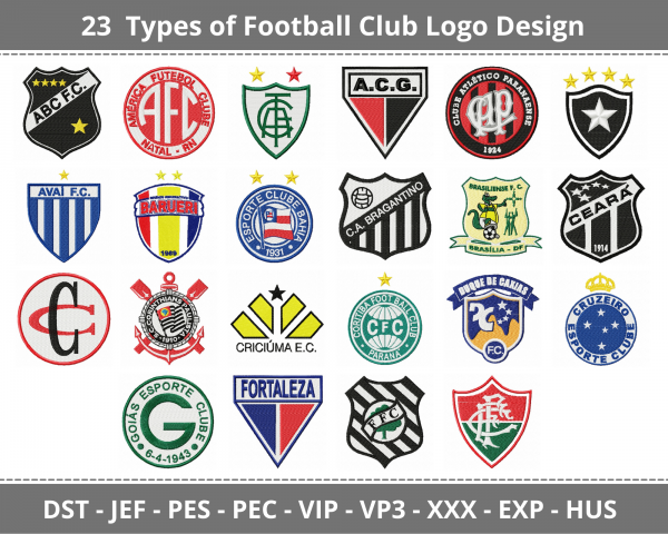 Football Club Logo Machine Embroidery Designs-1 Size-23 Types-instant download