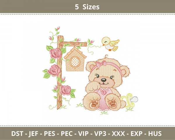 Teddy Bear Machine Embroidery Designs-5 Sizes-instant download