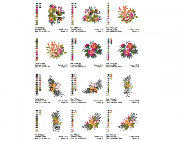 Creative Flower Machine Embroidery Designs-2 Sizes-12 Types-instant download