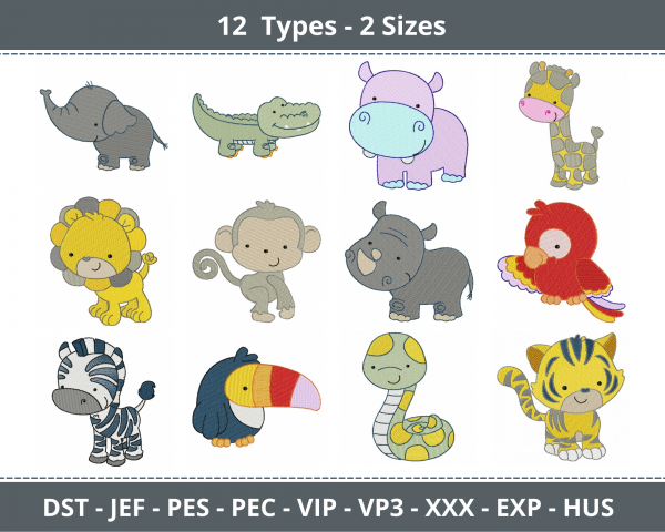 Baby Animal Machine Embroidery Designs-2 Sizes-12 Types-instant download