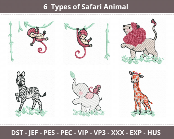 Safari Animal Machine Embroidery Designs