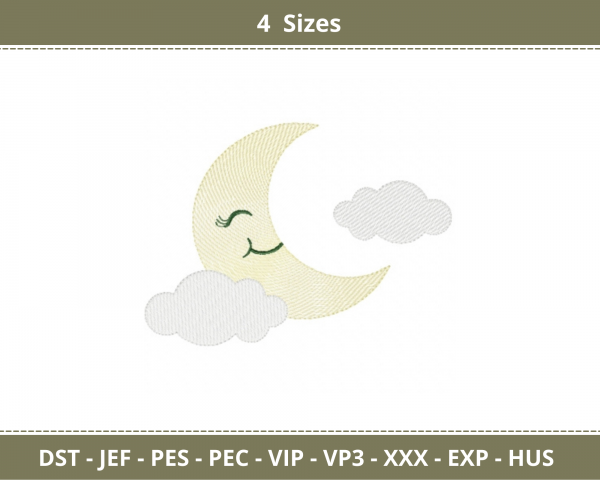 Moon Machine Embroidery Designs-4 Sizes-instant download