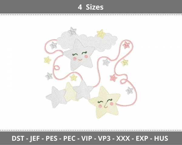 Stars Machine Embroidery Designs-4 Sizes-instant download