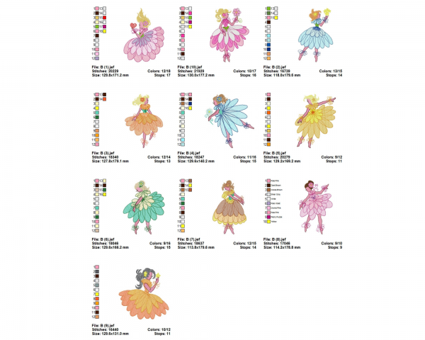 Ballet Dancer Machine Embroidery Designs-1 Size-10 Types-instant download