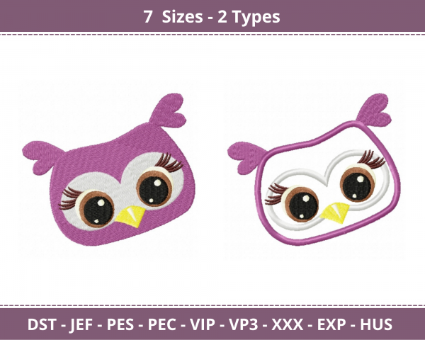 Cute Owl Machine Embroidery Designs-7 Sizes-instant download