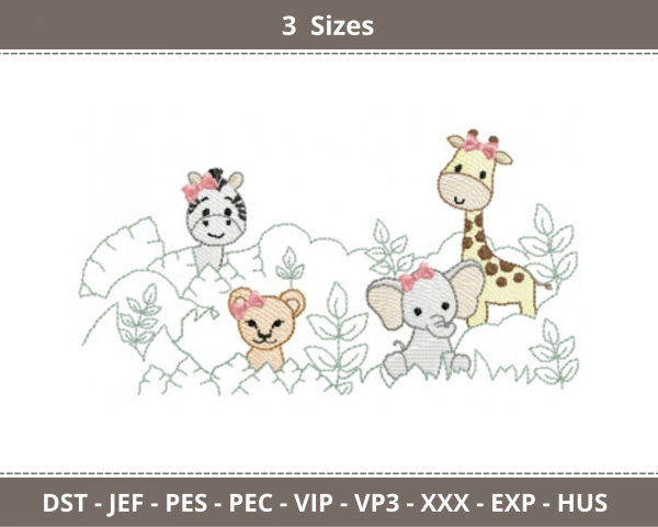 Safari Animal Machine Embroidery Designs-3 Sizes-instant download