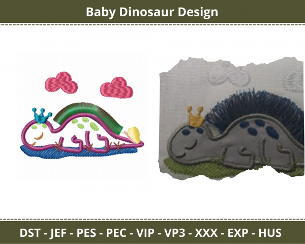 Baby Dinosaur Machine Embroidery Designs